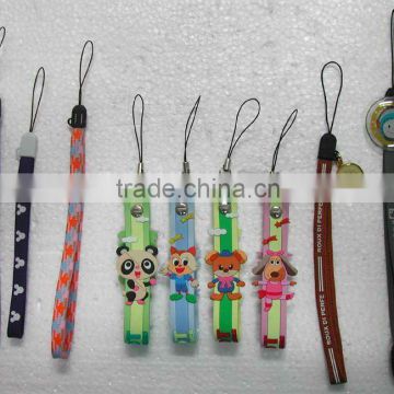 soft pvc mobile phone straps with charms