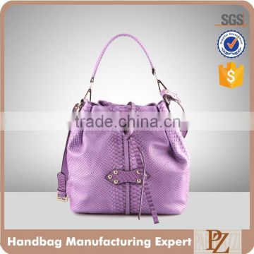 5296-Best selling newest snake pattern PU women drawstring handbag wholesale price for 2016