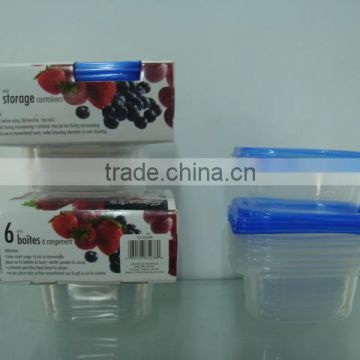 PK6 plastic mini rectangular 330ml disposable/reusable storage containers and lids TG10950-6PK