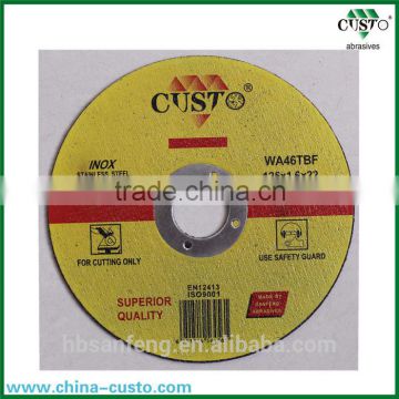 125x1.6x22.2mm Cutting Discs Abrasives For Stainless steel of Yellow Color Flat Freehand Wheel T41