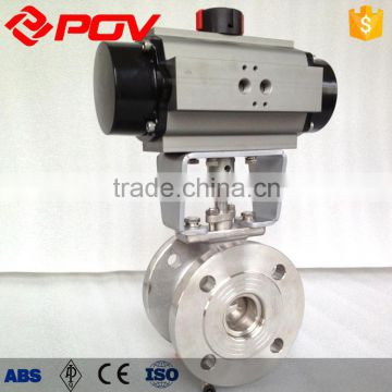 Flanged V type pneumatic ball valve ac220v manufacturer