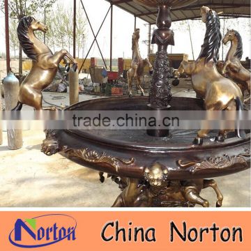 custom design casting bronze outdoor water fountain with horse NTBF-L401S