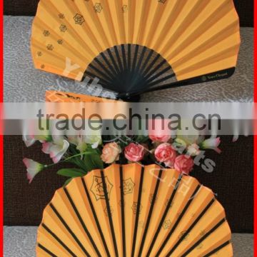 Chinese folding hand fan with black bamboo ribs