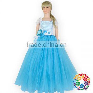 Hot Blue Baby Girls Birthday Party Flower Dresses Bulk Wholesale Kids Clothing Girl Boutique Dress Baby Clothing Girls Clothes