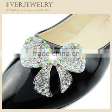 Wholesale Rhinestone Crystal AB Flat Bow Ladies' shoe clips