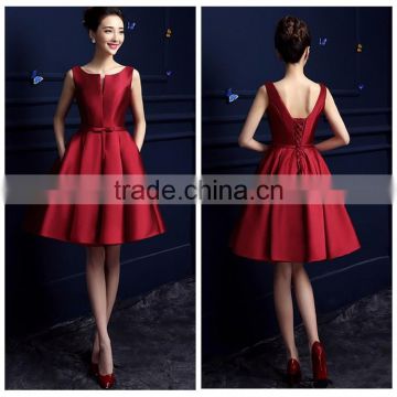 sexy tight short design satin red prom dress
