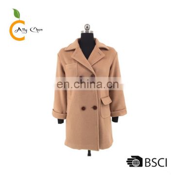 Stright body Double breasted lady winter coat factory design