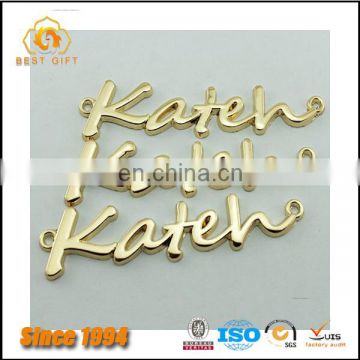 Guangdong Factory Wholesale Custom Cheap Hardware Bag Accessories Gold Alphabet Pendant Logo Plate