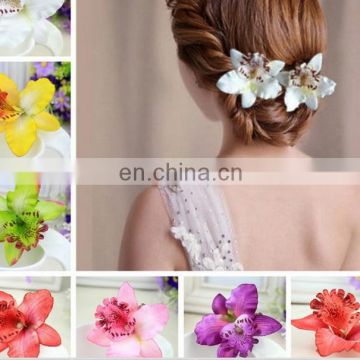 Wholesale moth orchid hair clip,colorful flower chiffon fabric hairpin,holiday hair accessory clip