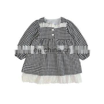 Children's clothing ins girls autumn 2020 children's lace plaid skirt children's dress