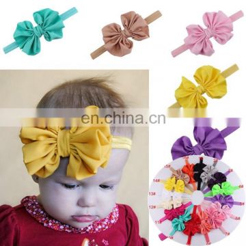 Newborn kids boutique hair accessories elastic hair bands baby chiffon headbands with big bowknot