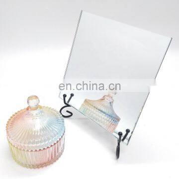 Wholesale Square Mirror Candle Tray Bevel Edge Mirrlr Plate For Party Christmas and Party Decor