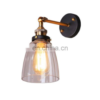 Adjustable Retro Industrial Wall Sconce Wall Lamp Ceiling Rose Glass Wall Sconce Light for Bar