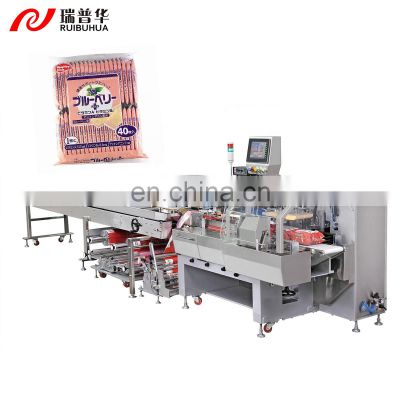 Biscuit family pack cookies cake bun donut secondary packaging flow wrapping packing machine