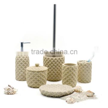 Pineapple line Polyresin sandstone bathroom accessories set for hotel and home