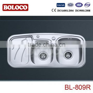 Double bowl one drainer kitchen sinks BL-809R