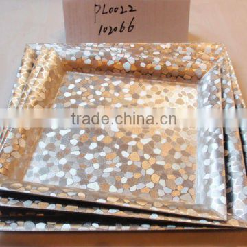 Square plastic plate with leather