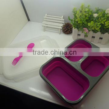 2014 hot sale silicone picnic box silicone lunch box silicone portable meal box
