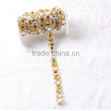 100% handmade crystal rhinestone glass bead wedding dress decorative lace trimming