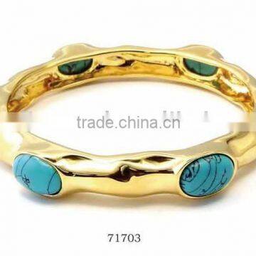 Plated gold turquoise bangle