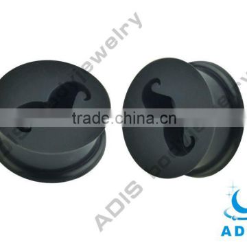 Fashion design black wholesale piercing ear plug silicone tunnel