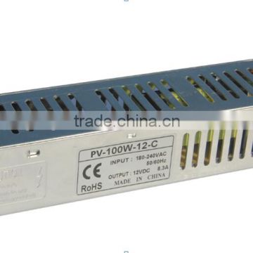 100w constant voltage12v indoor led power supply with input 170-240v