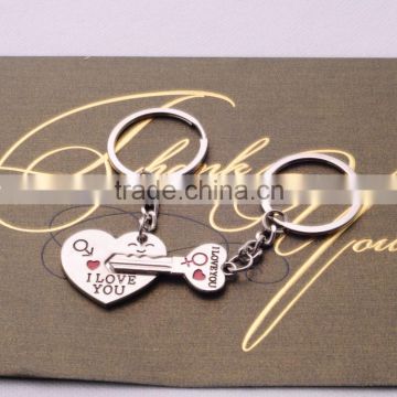 >>>2016 Hot Sale Zinc Alloy Silver Plated Lovers Gift Couple Heart Keychain Fashion Keyring Creative Key Chain/