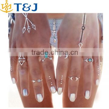 >>2015 New Bohemia Vintage Punk Rings For Women Men Beach Unique Carving Tibetan Silver Plated knuckle Joint Ring Set 6PCS/Set/