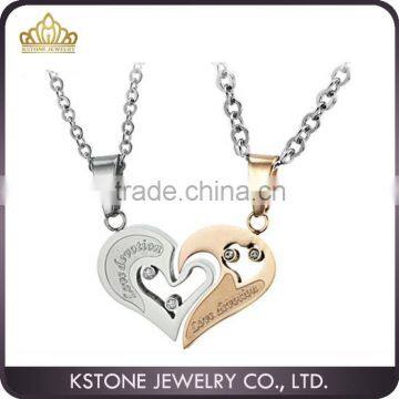 KSTONE Fashion Stainless Steel half heart couple necklace for lovers