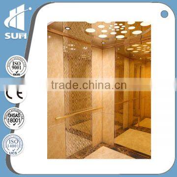 800kg machine room passenger elevator with mirro etching cabin