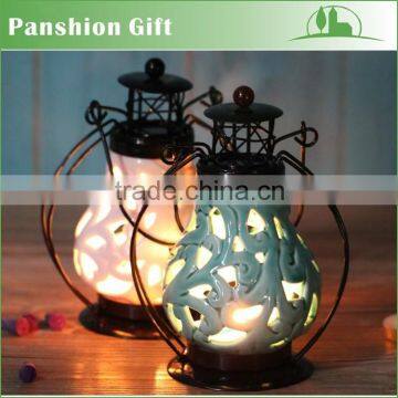 Ceramic decorative hanging led lantern