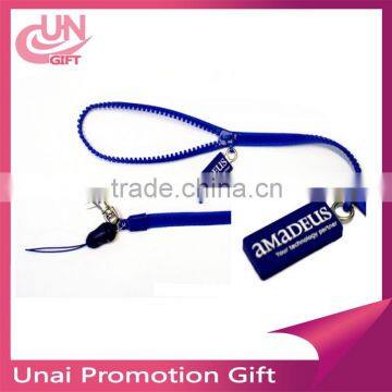 Fashional Designs Cheap Plastic Zigzag Zipper Lanyards With Lobster Claw