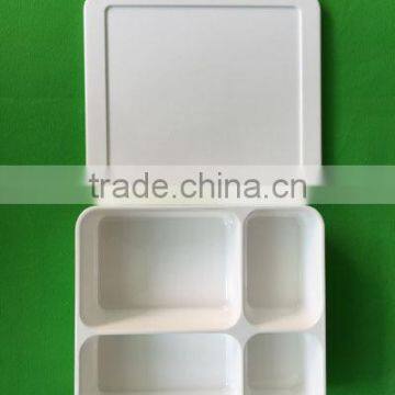 Compartment Deep Plate with Lid Square Divided Tray with Cover