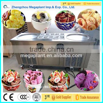 Double Pan Ice Curl Machine Fry Ice Cream Roll Machine for sale price