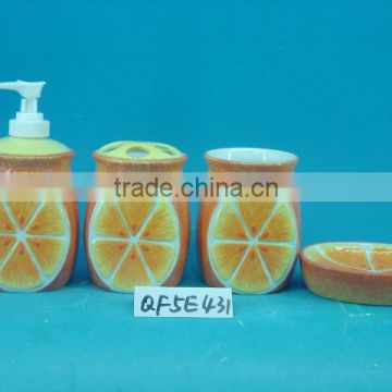 4pcs orange ceramic bathroom accessories