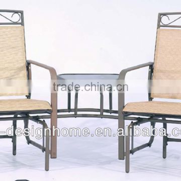 3 PCS 2X1 SLING/TEMPERED GLASS/STEEL OUTDOOR GLIDER