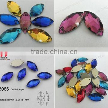 colorful navette shape crystal flat back sew on stone
