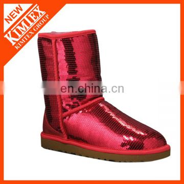 sequin snow boots with artificial wool inside