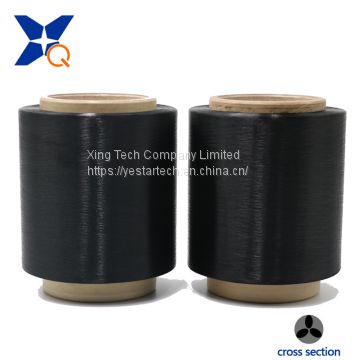 black conductive carbon inside nylon fiber filaments 20D/3F trilobal threeleaf ESD fabrics/garment-XTAA015