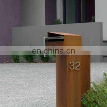 Corten Steel Modern Dark Rustic Wall hanging letterbox