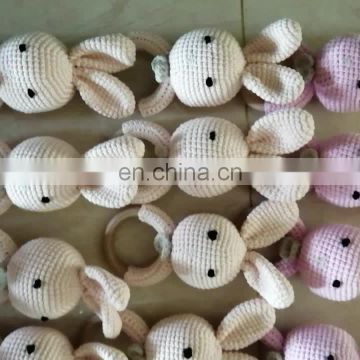 Beech Wood Teether Rings Baby Crochet Beads Natural Wood Teething Ring Bracelets