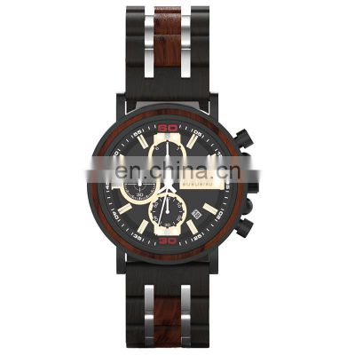 BOBO BIRD Custom Your Logo Wood And Steel Watches for Fashion Men Display Wood Box Watches