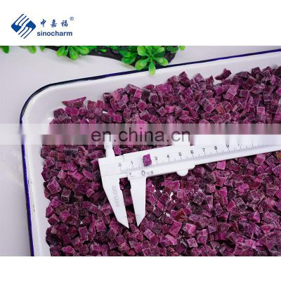 Sinocharm BRC A approved IQF Purple Potato Dices 10 x 10 MM Frozen Purple Potato Dices
