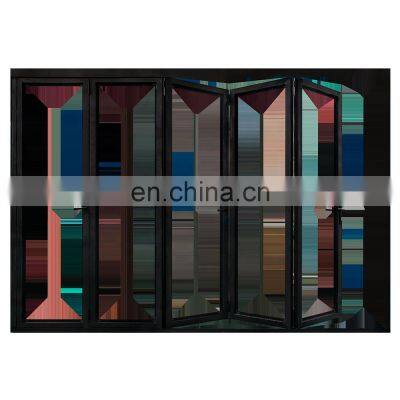 Folding door with glass panel aluminum profile frame Folded interior doors  folding bifold door hardware