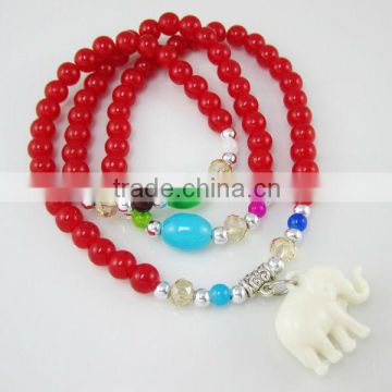 2013 fashion glass bracelet with elephant pendant