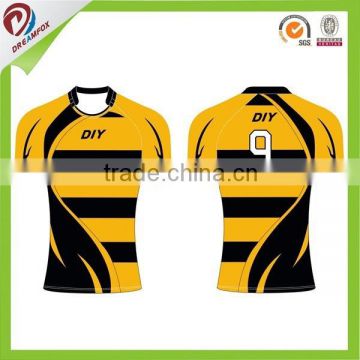 100% Polyester Sports Rugby Short Sublimated Rugby Practice Shirts Custom Rugby Jerseys