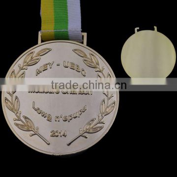 award medal manufacturer,brass,gold plated with long ribbon,2 inch