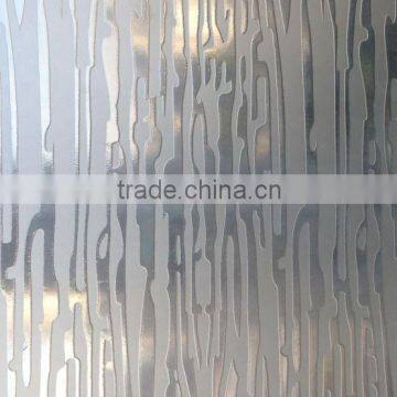 5mm clear 1830x2440mm acid etched waterfall decorative partition glass