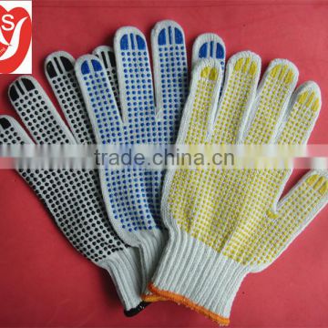cheap bleached white cotton gloves with pvc dotted free samples
