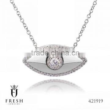 Fashion 925 Sterling Silver Necklace - 421919 , Wholesale Silver Jewellery, Silver Jewellery Manufacturer, CZ Cubic Zircon AAA